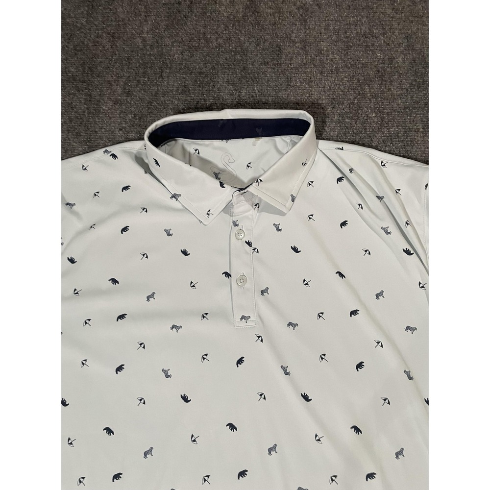 Swannies Agaming Golf Resort Polo Shirt Mens Large Pattern Performance Golf - Picture 2 of 8
